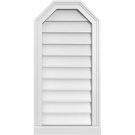 Ekena Millwork Octagonal Top Surface Mount PVC Gable Vent w/ 2"W x 2"P Brickmould Sill Frame, 16"W x 32"H GVPOT16X3203SN